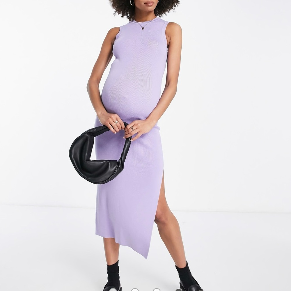 ASOS Lavender Ribbed Midi Dress